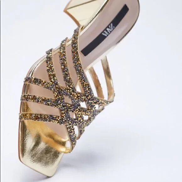 LAST 1!🔥ZARA SPARKLY METALLIC HEELED SANDALS‎ - Picture 5 of 6